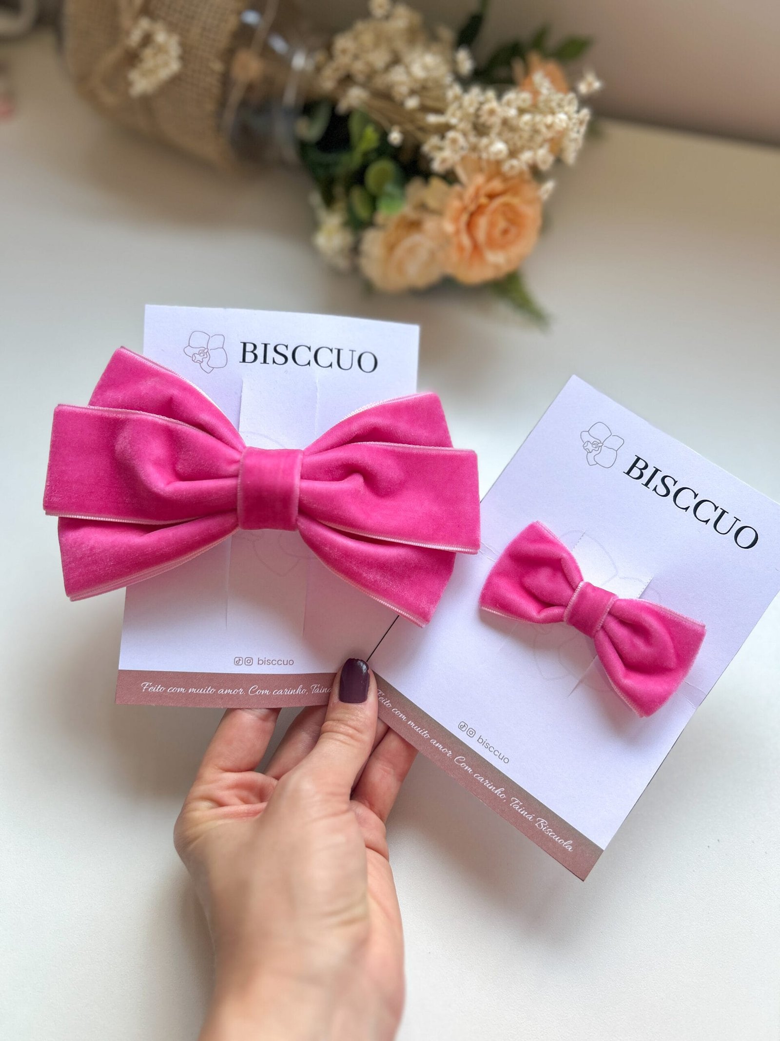 Laço Bárbara Mãe e Filha Pink